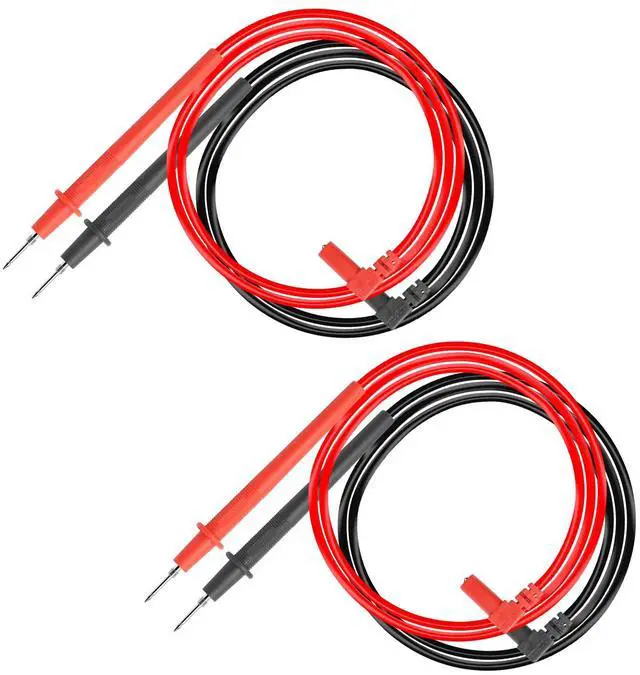 Main image of 2pcs Multimeter Test Leads, Electrical Meter Test Leads Probe, Right Angle Banana Plug, CAT III 1000V 10A Digital Multimeters Cables (Black, Red)
