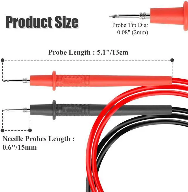 Alt view image 4 of 7 - 2pcs Multimeter Test Leads, Electrical Meter Test Leads Probe, Right Angle Banana Plug, CAT III 1000V 10A Digital Multimeters Cables (Black, Red)