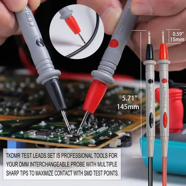 Alt view image 3 of 7 - 19Pcs Electrical Multimeter Test Leads Set with Alligator Clips Test Hook Test Probes Lead Professional,5 Colors Jumper Wires Kit 1000V 10A CAT.II