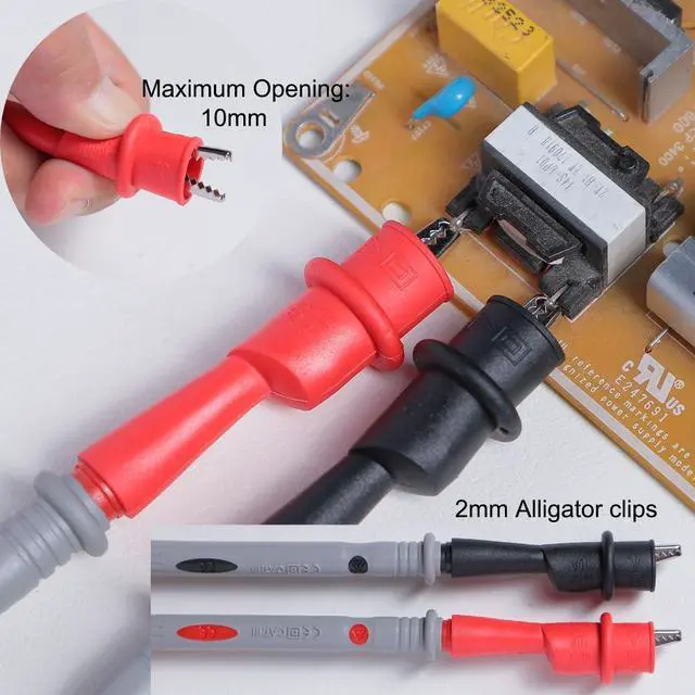 Alt view image 7 of 7 - 19Pcs Electrical Multimeter Test Leads Set with Alligator Clips Test Hook Test Probes Lead Professional,5 Colors Jumper Wires Kit 1000V 10A CAT.II