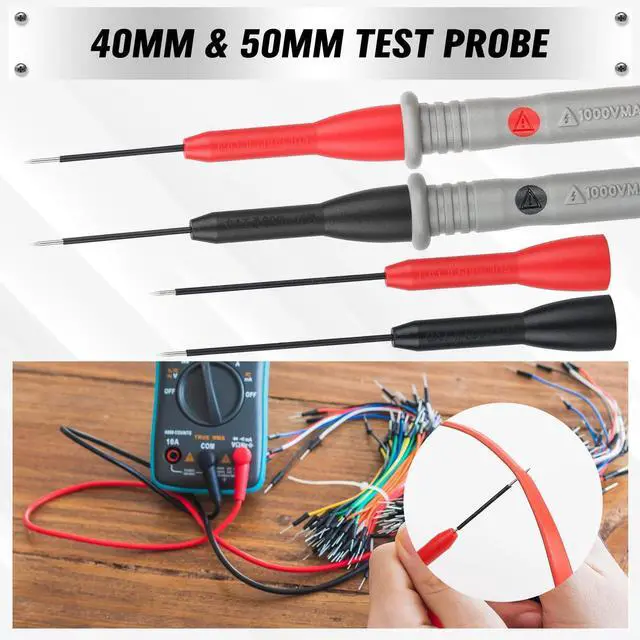 Alt view image 3 of 7 - 11-Piece Multimeter Test Leads Set, CAT III 1000V 20A Multimeter Probes with Alligator Clips, Needle Probe, Banana Plug to Hook Clip, Soft PVC Volt Meter Lead