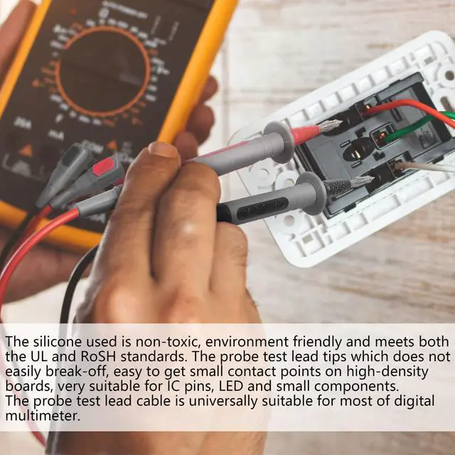 Alt view image 3 of 6 - KEHIPI Test Leads Set Double Insulated Electrical Multimeter Test Lead Kit, Test Leads Probes 4mm Banana Plug with Alligator Clips 30A and Needle Probe 0.7mm