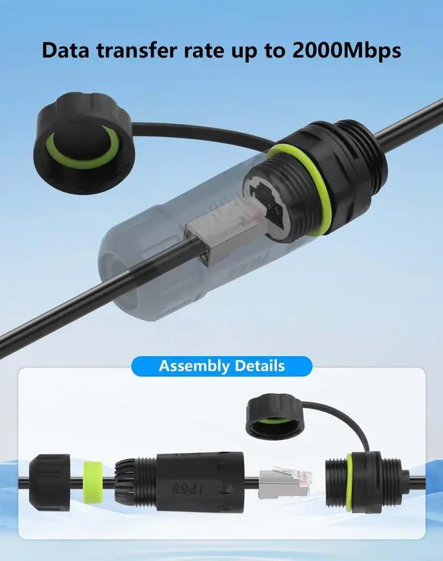 Alt view image 4 of 7 - CERRXIAN for Starlink Ethernet Adapter Gen 3/Mini, Starlink Mini Ethernet Extension to RJ45 Coupler, Waterproof IP68, CAT 6A, Compatible with Starlink Gen 3 Dish and Router - 1.64FT / 0.5M