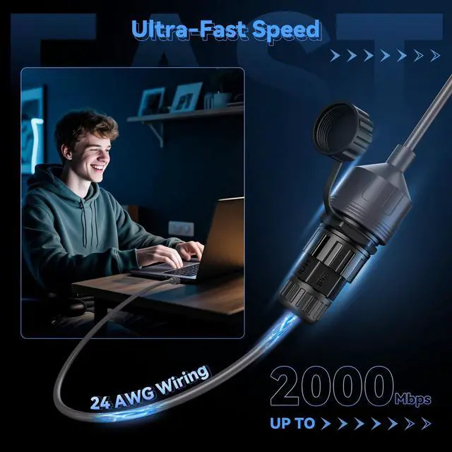 Alt view image 2 of 7 - Nogoal 2 Pack Starlink Gen 3 & Mini Ethernet Adapter, 2000Mbps 24AWG Cable, IP68 Waterproof Protection SPX to RJ45 Coupler for Standard/Mini Dish (Starlink V3 Accessories)