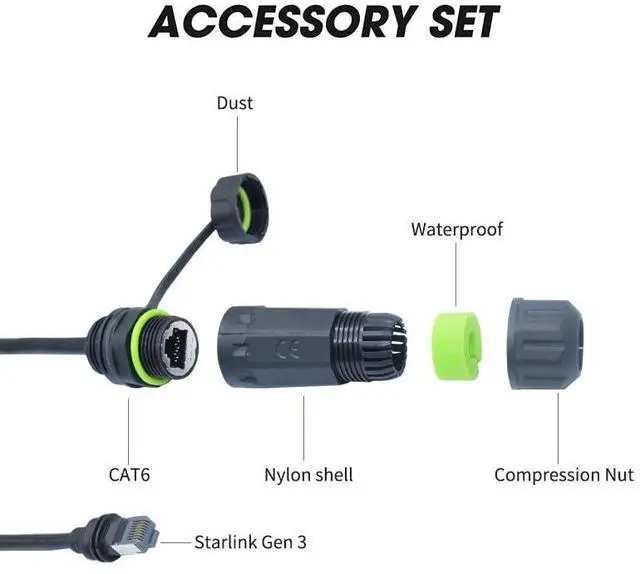 Alt view image 3 of 7 - Starlink Gen 3 RJ45 Cable Wterproof Connector, Starlink Ethernet Adapter, Extension to RJ45 Coupler Compatible for Starlink V3/Mini Dish and Router (1 Pack)
