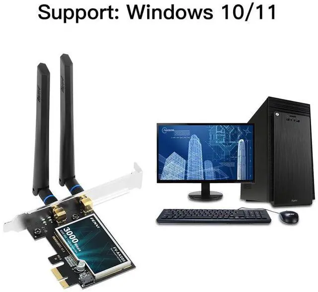 Alt view image 3 of 7 - FENVI AX3000 WiFi 6 PCIe Card WiFi6 AX200 Desktop PCI-E Wireless Adapter WPA3, Bluetooth 5.2,Dual Band 3000Mbps WiFi 802.11ax PCIE-AX3000 Network Card MU-MIMO Gigabit WLAN for PC Windows 10,11 64 bit