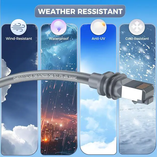 Alt view image 7 of 7 - Ablian for Starlink Gen 3 Cable 100FT/30M, Waterproof Replacement Cable for Starlink Gen 3 Actuated Dish, Fast & Stable Starlink Ethernet Cord V3