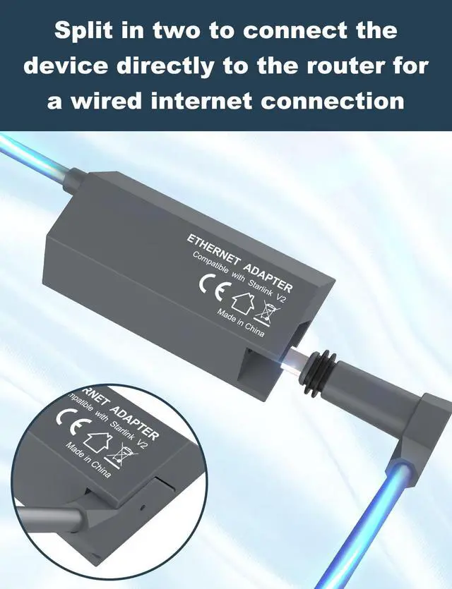 Alt view image 5 of 7 - Starlink Ethernet Adapter V2 Gen2,Generic StarLink Ethernet Adapter Satellite Internet V2,Stable Connectivity, for Rectangle Dish Wired External Network