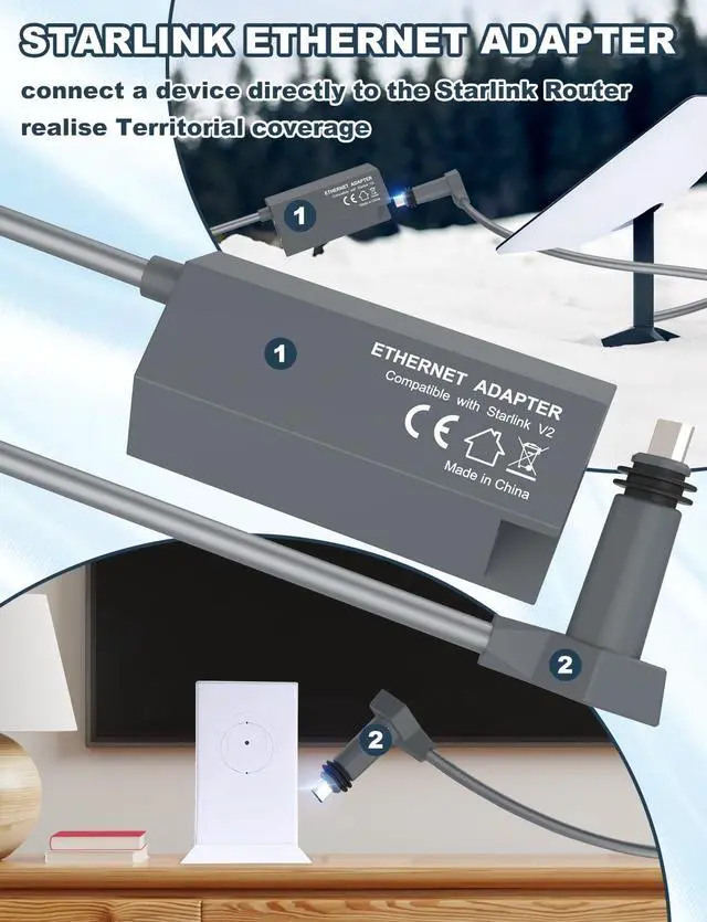 Alt view image 6 of 7 - Starlink Ethernet Adapter V2 Gen2,Generic StarLink Ethernet Adapter Satellite Internet V2,Stable Connectivity, for Rectangle Dish Wired External Network