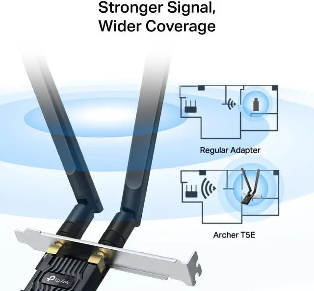 Alt view image 5 of 7 - TP-Link AC1200 PCIe WiFi Card for Desktop PC (Archer T5E) - Bluetooth 5.0, Dual Band Wireless Network Card (2.4Ghz and 5Ghz) for Gaming and Streaming, 2 High Gain Antennas, Supports Windows 10/11
