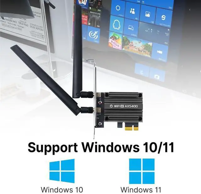 Alt view image 5 of 7 - WiFi 6E PCIe Card AX5400Mbps Tri-Band Wireless Adapter (2.4G/5G/6GHz) BT 5.3 WPA3 802.11AX WiFi Adapter with MU-MIMO for Desktop PC - Windows 10/11 Compatible