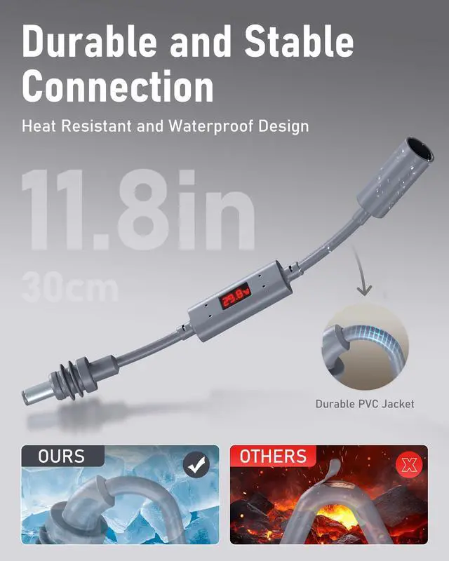 Alt view image 6 of 7 - Starlink Mini & Gen 3 Extension Cable 30cm DC Female to Male Adapter with Real-Time Power Monitor, Waterproof Outdoor Replacement Accessories for Stable Connection(DC Female to Male with Monitor)