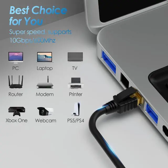 Alt view image 6 of 7 - Cat 7 Ethernet Cable 1 Feet (3 Pack), Multi Pack High Speed Internet Cord, CAT7 RJ45 LAN Network Cable, Triple Shielding SFTP 10Gbps 600Mhz Patch Cable, Compatible with CAT6A CAT6 CAT5E CAT5 Cable