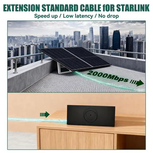 Alt view image 5 of 7 - Uelkr for Starlink Gen 3 Replacement Cable 6FT/2M, Waterproof Outdoor Extension for Starlink Rectangular Satellite V3 Ethernet Cable