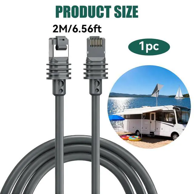 Alt view image 7 of 7 - Uelkr for Starlink Gen 3 Replacement Cable 6FT/2M, Waterproof Outdoor Extension for Starlink Rectangular Satellite V3 Ethernet Cable