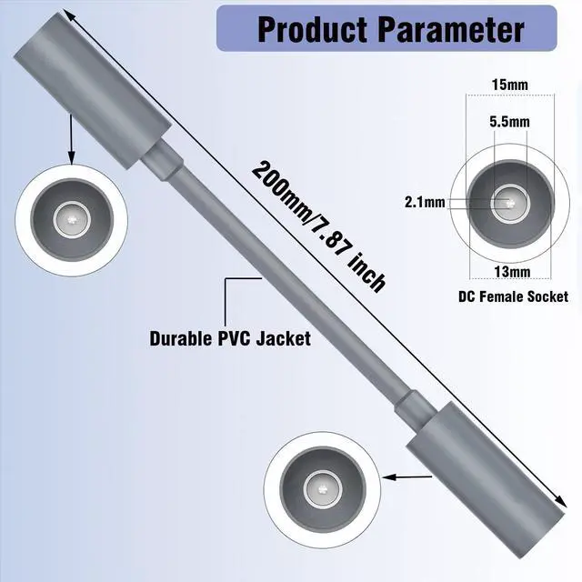 Alt view image 2 of 7 - AMAKE StarLink Mini DC Cable Connector Male-to-Male Waterproof Extension Cable,Waterproof StarLink Power Accessory,Suitable for StarLink Mini Extension Power Cable (0.2 Meters)