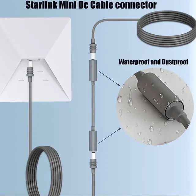 Alt view image 4 of 7 - AMAKE StarLink Mini DC Cable Connector Male-to-Male Waterproof Extension Cable,Waterproof StarLink Power Accessory,Suitable for StarLink Mini Extension Power Cable (0.2 Meters)