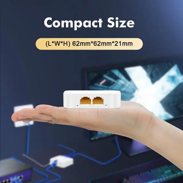 Alt view image 6 of 7 - 1 to 2 Gigabit Ethernet Splitter, 100/1000Mbps, Network Hub RJ45 Internet LAN Splitter with USB Cable, for Cat5/5e/6/7/8 Cables