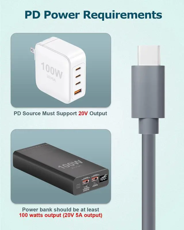 Alt view image 5 of 6 - 2 in 1 Starlink Mini Cable USB C/Cigarette Lighter to DC Power Cable for Starlink Mini Accessories 10FT 100W Starlink Mini Power Cord Cigarette/Type-C to DC Power Cord 5.5 * 2.1mm Waterproof 18AWG 3M