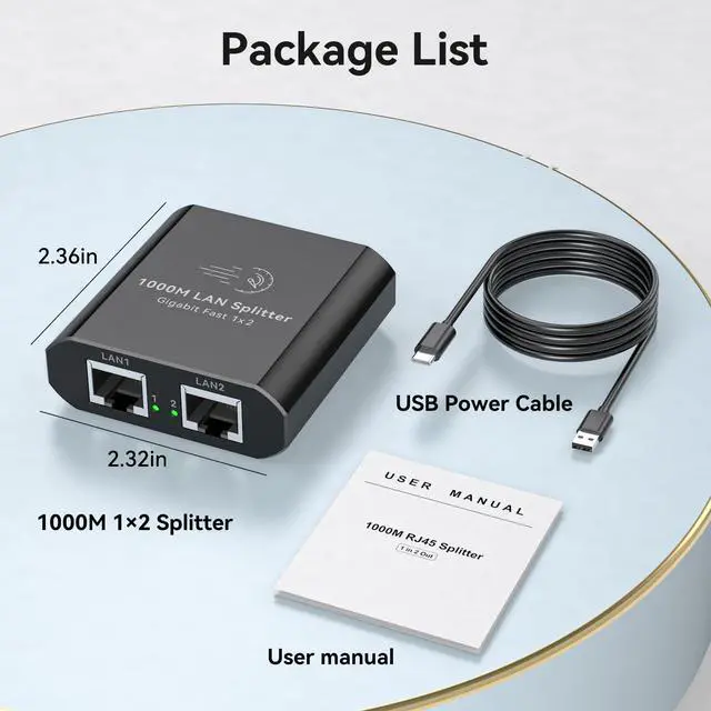 Alt view image 7 of 7 - AILVLVNG Ethernet Splitter 1 to 2 1000Mbps Internet Cable Splitter 1 in 2 Out High Speed Either Network Splitter Gigabit Dual LAN RJ45 Port Router Switch Work with Cat6/7/8 Cable