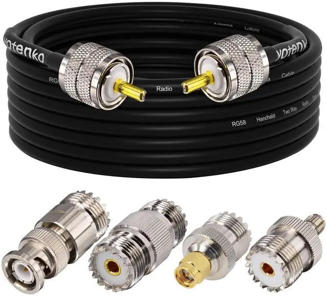 Main image of YOTENKO CB Coax Cable,RG58 Coaxial Cable 25Ft,UHF PL259 Male to Male Cable + UHF SO239 Female to SMA/UHF/BNC Adapter 4-Pack for CB Radio Antenna,Ham Radio,SWR Meter,HF Radio