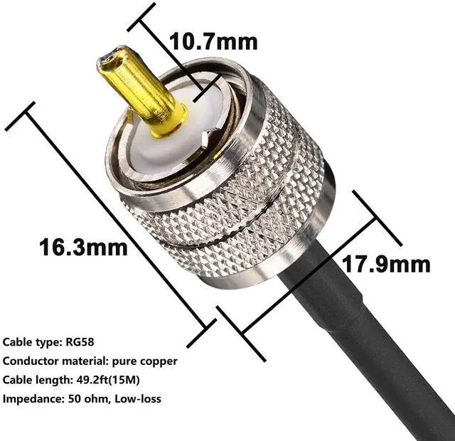 Alt view image 6 of 7 - YOTENKO CB Coax Cable,RG58 Coaxial Cable 25Ft,UHF PL259 Male to Male Cable + UHF SO239 Female to SMA/UHF/BNC Adapter 4-Pack for CB Radio Antenna,Ham Radio,SWR Meter,HF Radio