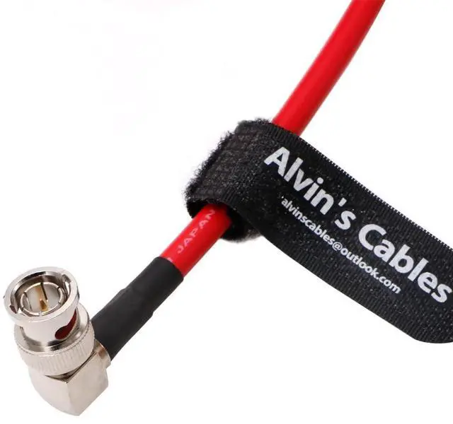 Alt view image 2 of 3 - 12G BNC-Coaxial-Cable Alvin's Cables HD SDI BNC Male to Male L-Shaped Original Cable for 4K Video Camera 1M Red