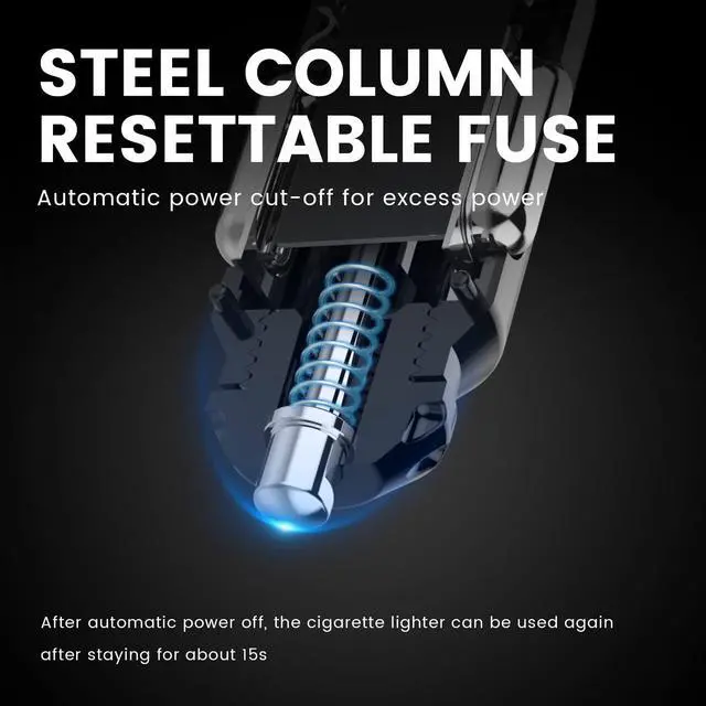 Alt view image 6 of 7 - YANTU Cigarette Lighter Adapter & Splitter with 150W 3-Sockets & LED Ambient Lighting, Dual USB Fast Charging Car Outlet 12V, Car Cigarette Lighter Socket Plug Extension for Vehicles