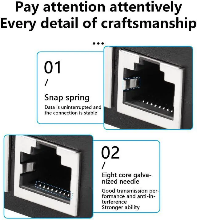 Alt view image 2 of 7 - SinLoon RJ45 Network Splitter Adapter, Ethernet Cable Splitter, 1 to 4 Internet Splitter 100Mbps High Speed LAN Network Splitter,4 Devices Share The Internet at The Same Time (Black Female 1 to 4)