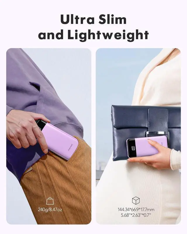 Alt view image 5 of 7 - charmast Portable Charger with Built in Cables, Power Bank with Cords Wires, Slim 10000mAh Travel Battery Pack 6 Outputs 3 Inputs 6A Fast Charging for Samsung Google Pixel LG Moto iPhone iPad