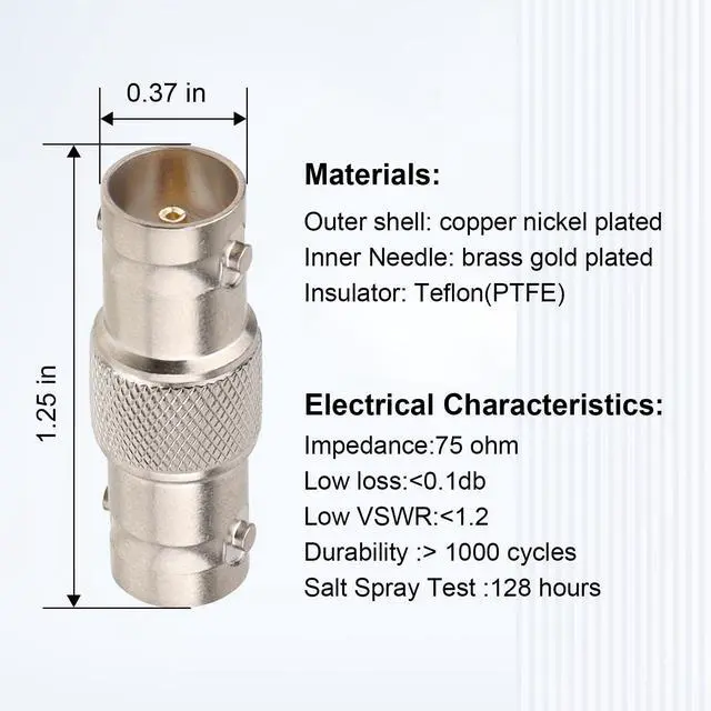 Alt view image 3 of 5 - MOOKEERF 5PCS SDI Connector BNC Adapter 75 Ohm BNC Female to Female Barrel Connector for HD-SDI/3G-SDI/4K/8K SDI Video Camera Cable