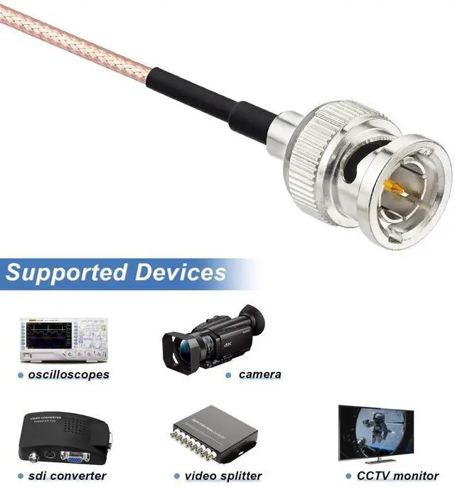 Alt view image 4 of 7 - 12inch SDI Cable 2-Pack 75 Ohm RG179 BNC Male to BNC Female Cable | Thin Flexible SDI Video Cable Bulkhead for HD-SDI 3G-SDI Recorder Camera Monitor Converter