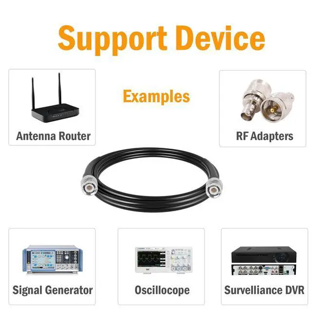 Alt view image 4 of 5 - exgoofit BNC Jumper Cable with BNC Male Connector, RG58 Coaxial Cable 6.6ft 2m Low Loss 50 ohm for Antenna Analyzer, CB Radio, Signal Generator