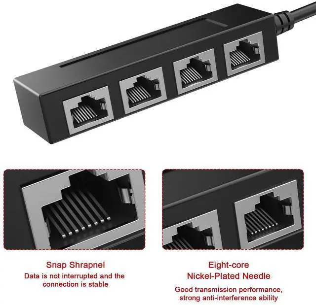 Alt view image 2 of 6 - DESOFICON RJ45 1 Male to 4 x Female LAN Splitter Adapter Cable Suitable Super Cat5, Ethernet Cable Suitable Super Cat5, Cat5e, Cat6, Cat7 LAN Ethernet Socket Connector Adopter