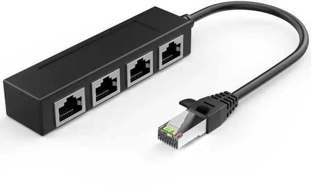 Main image of DESOFICON RJ45 1 Male to 4 x Female LAN Splitter Adapter Cable Suitable Super Cat5, Ethernet Cable Suitable Super Cat5, Cat5e, Cat6, Cat7 LAN Ethernet Socket Connector Adopter