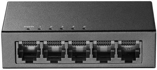 Alt view image 4 of 7 - MokerLink 5 Port Gigabit Unmanaged Ethernet Switch, 4 x 100/1000Mbps Ports and 1 Gigabit Uplink, Home Office Network Hub Splitter, Metal Desktop & Wall Mount Network Switch