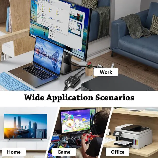 Alt view image 6 of 7 - Gigabit Ethernet Splitter 1 to 2 with USB Power Cable, 1000Mbps High Speed RJ45 Internet Splitt-er Adapter for Cat 5/5e/6/7/8 Cable (Ethernet Splitter 1 to 2)
