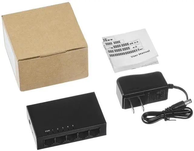 Alt view image 7 of 7 - MokerLink 5 Port Gigabit Unmanaged Ethernet Switch, 4 x 100/1000Mbps Ports and 1 Gigabit Uplink, Home Office Network Hub Splitter, Metal Desktop & Wall Mount Network Switch