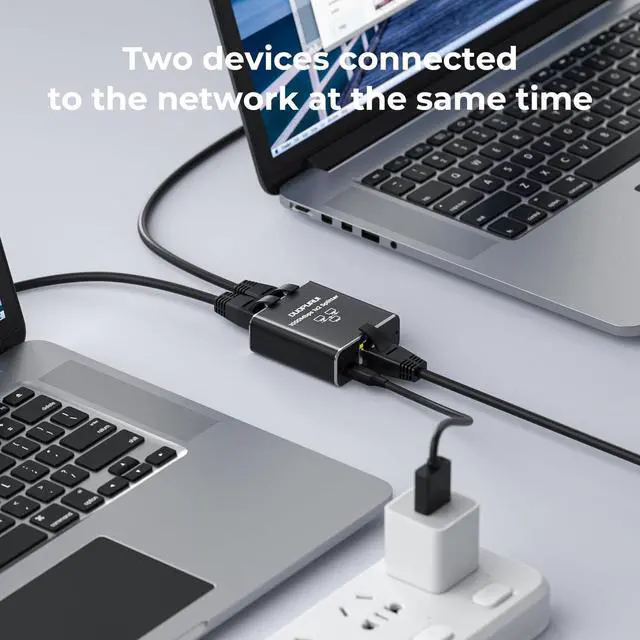 Alt view image 2 of 7 - DUOPURUI Ethernet Splitter 1 to 2,1000Mbps High Speed Network Splitter,LAN Splitter 2 Port with USB Power Cable,for Cat 5/5e/6/7/8 Cable [2 Devices Simultaneous Networking] (Ethernet Splitter 1 to 2)