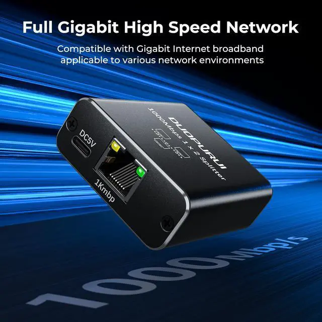 Alt view image 6 of 7 - DUOPURUI Ethernet Splitter 1 to 2,1000Mbps High Speed Network Splitter,LAN Splitter 2 Port with USB Power Cable,for Cat 5/5e/6/7/8 Cable [2 Devices Simultaneous Networking] (Ethernet Splitter 1 to 2)