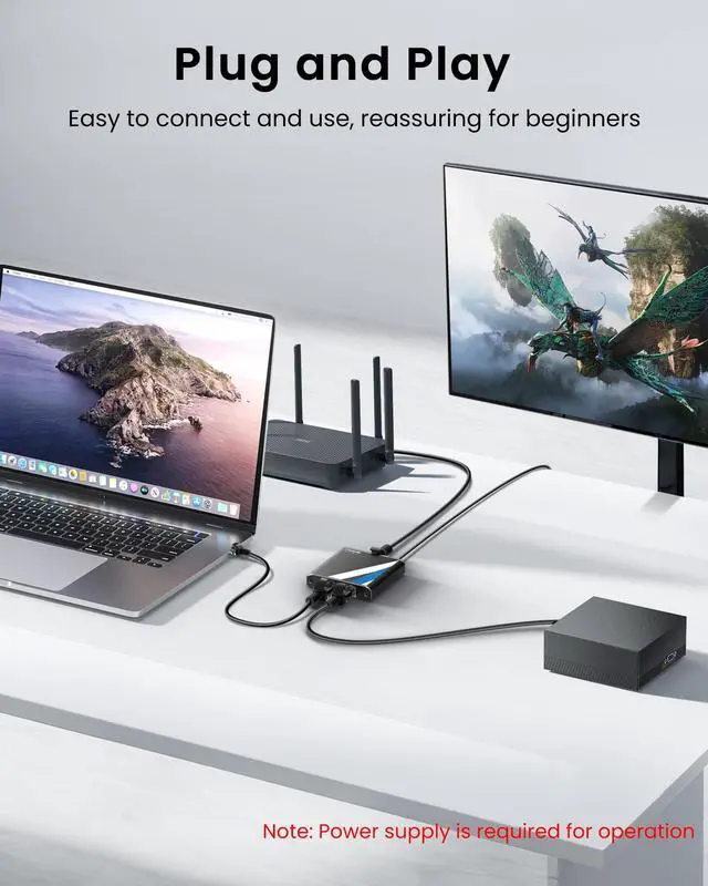 Alt view image 7 of 7 - Gigabit Ethernet Splitter 1 to 2 High Speed 1000Mbps with 3.3ft LAN Cable, NEWCARE 1 in 2 Out Dual RJ45 Port Internet Splitter for Cat5/5e/6/7/8, Plug and Play, 2 Devices Simultaneously Networking