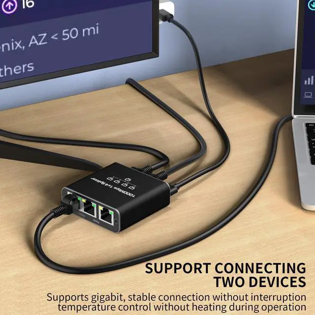 Alt view image 3 of 5 - Ethernet Splitter 1 to 4 Ports, 1000Mbps Max High Speed Internet Splitter 1 in 4 Out for Cat 5/5e/6/7/8