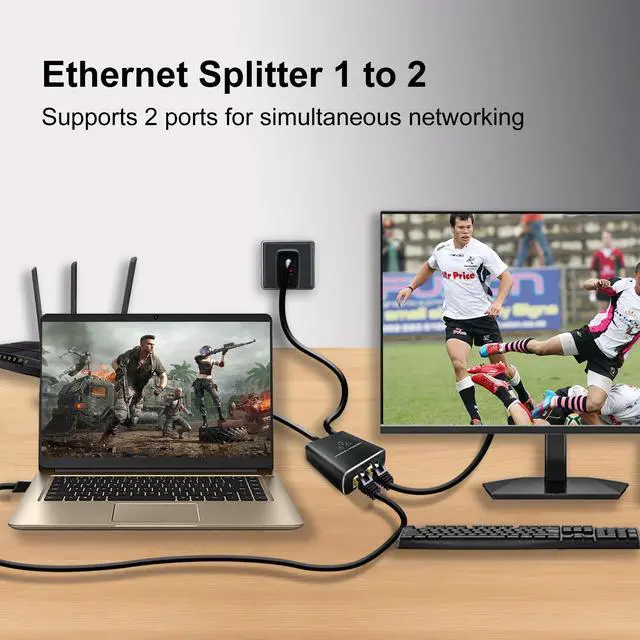 Alt view image 5 of 7 - Gigabit Ethernet Splitter - 1000Mbps High Speed, Supports 2 Devices Simultaneously - USB Powered, RJ45 LAN Splitter for Cat 5e/5/6/7/8 Cables