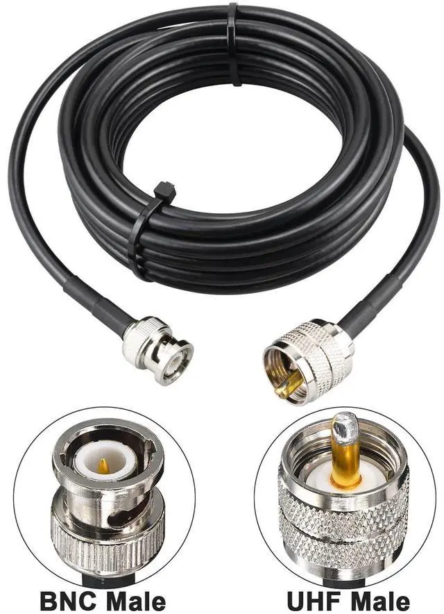 Alt view image 2 of 7 - Boobrie PL259 to BNC 16.4ft UHF PL-259 Male to BNC Male Antenna Jumper RG58 Coax Cable for Handheld CB Radio, Amateur Radio, SWR Meter