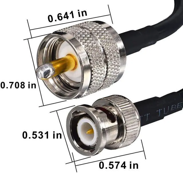 Alt view image 4 of 7 - Boobrie PL259 to BNC 16.4ft UHF PL-259 Male to BNC Male Antenna Jumper RG58 Coax Cable for Handheld CB Radio, Amateur Radio, SWR Meter