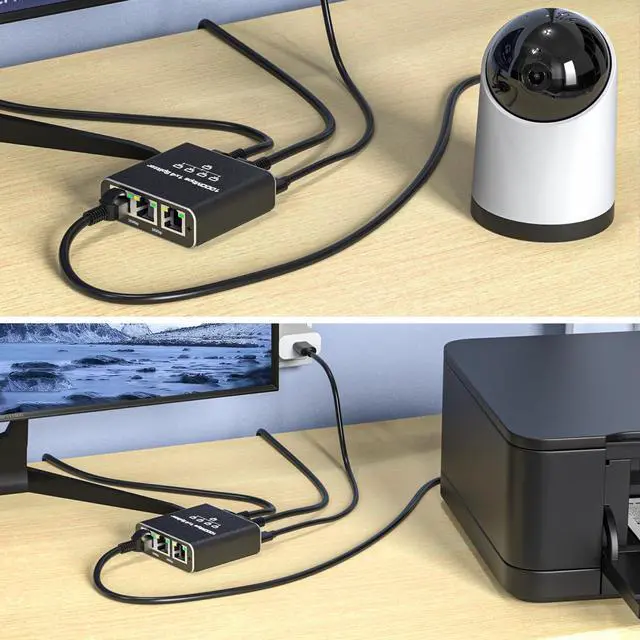 Alt view image 4 of 5 - Ethernet Splitter 1 to 4 Ports, 1000Mbps Max High Speed Internet Splitter 1 in 4 Out for Cat 5/5e/6/7/8