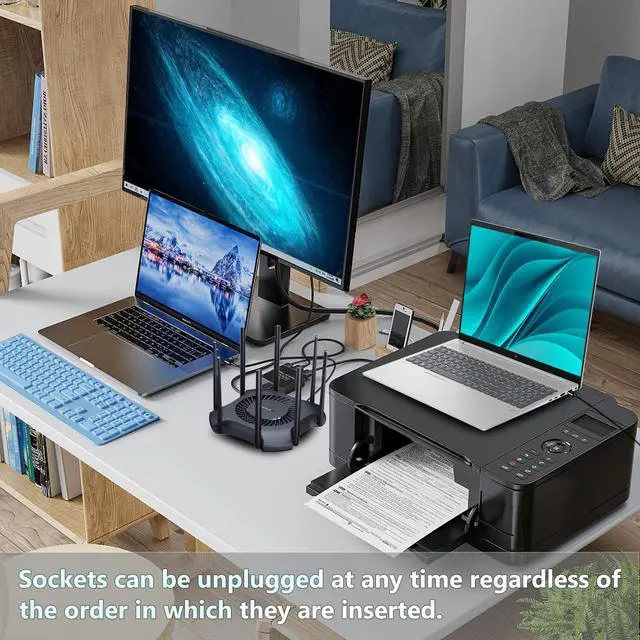 Alt view image 2 of 7 - Gigabit Ethernet Splitter - 1 to 4 High Speed, 4 Devices Simultaneously Networking, 1000Mbps, USB Powered, RJ45 for Cat5/5e/6/7/8 Cable