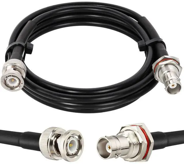 Main image of MOOKEERF BNC Cable - 6FT RG58 50 ohm Male to Female Coax Bulkhead Low Loss Antenna Extension for CB Radio, VHF Ham Radio, Wireless Microphone, CCTV, Amateur Radio