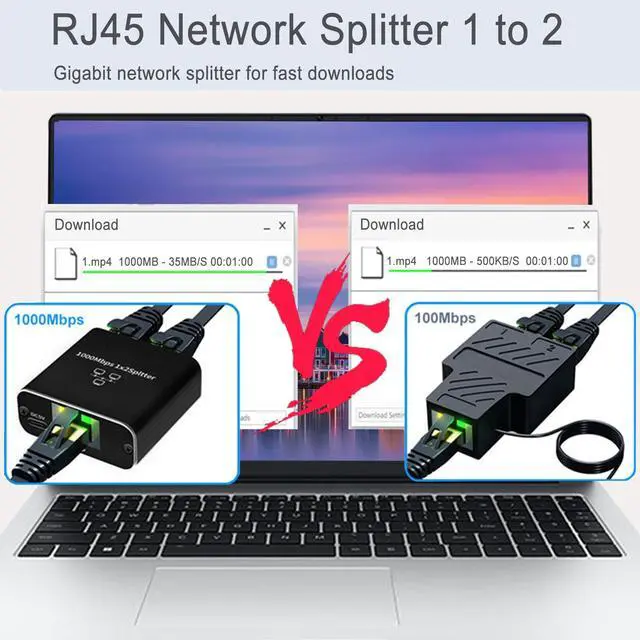 Alt view image 4 of 7 - LIEZHUA Gigabit Ethernet Splitter 1 to 2 - Network Splitter with USB Power Cable, RJ45 Internet Adapter 1000Mbps High Speed for Cat 5/5e/6/7/8 Cable [2 Devices Networked Simultaneously]