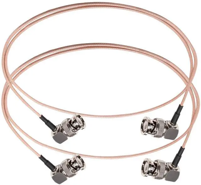 Main image of TUOLNK 2 Pack 3.28ft (1M) BNC Male Right Angle to BNC Male Right Angle Coaxial Cable, RG316, 50 Ohm, for Video Equipment, CCTV, HD-SDI, SDI Digital Audio Router